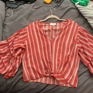 Lavender Fields Striped Bell Sleeve Blouse